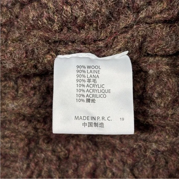 Brandy Melville Cable Knit Sweater Women’s One Size Brown Heavy Wool Blend - Picture 7 of 9